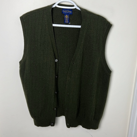 Club Room By Charter Club 100% Lambswool knit Sweater Vest Olive Green Size XL - Picture 8 of 10